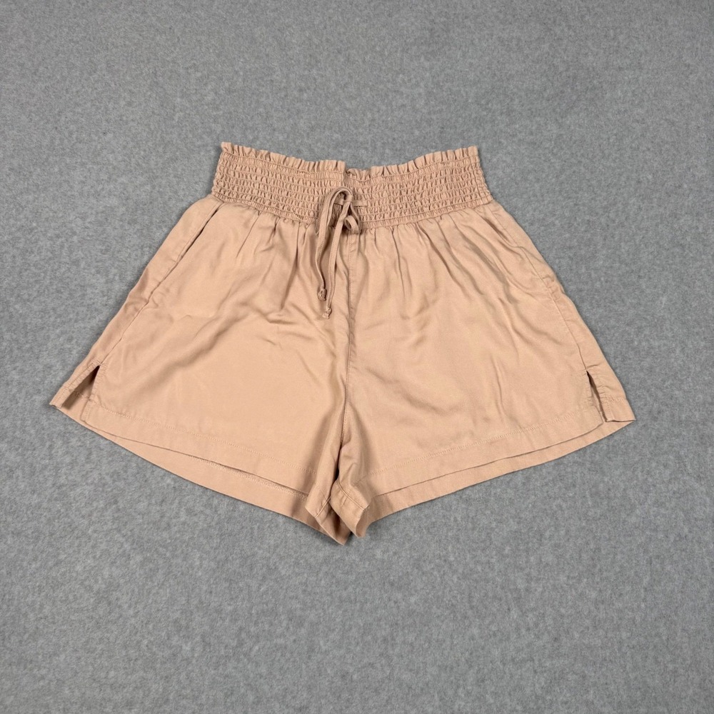 Abercrombie & Fitch Womens Smocked Waist Flowy Whimsy Comfy Shorts Tan Medium